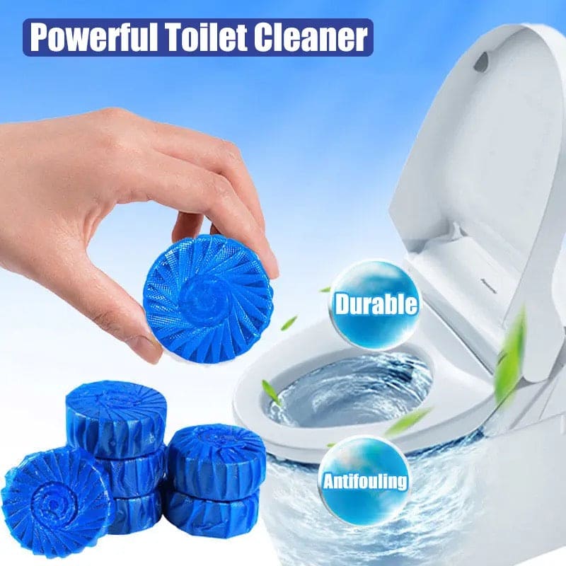 10Pcs Blue Automatic Toilet Cleaner Stain Remover Tabs Tablet Flush Tank