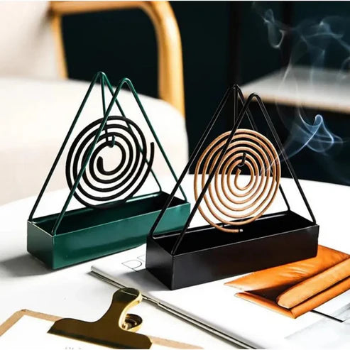 2 pcs Black Coil Holder Stand Creative Mosquito Coil Holder Stand Triangle With Tray.