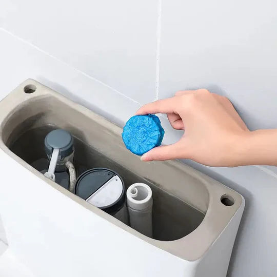 10Pcs Blue Automatic Toilet Cleaner Stain Remover Tabs Tablet Flush Tank