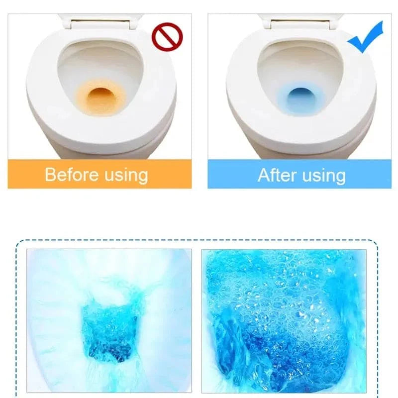 10Pcs Blue Automatic Toilet Cleaner Stain Remover Tabs Tablet Flush Tank